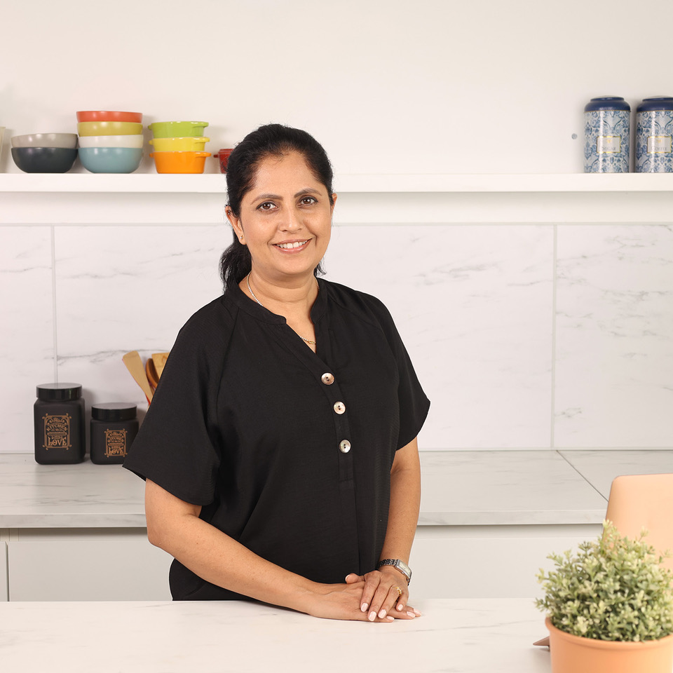 Insy Chengappa, Food Creator Lab host, in her kitchen